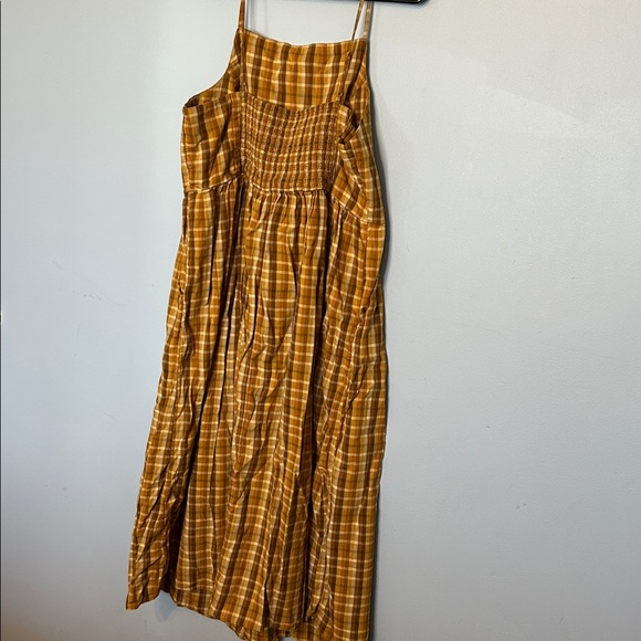 Old Navy Mustard Plaid Midi Dress - Picture 5 of 6